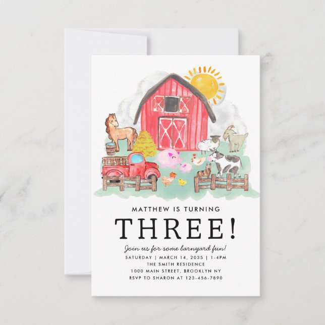 Carte De Correspondance Budget Rustic Barnyard Animaux Enfants Ferme Anniv (Devant)