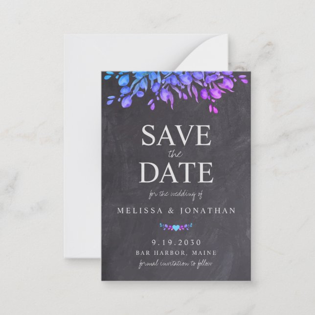 Carte De Correspondance Budget Rustic Chalkboard Floral Enregistrer la dat (Devant)