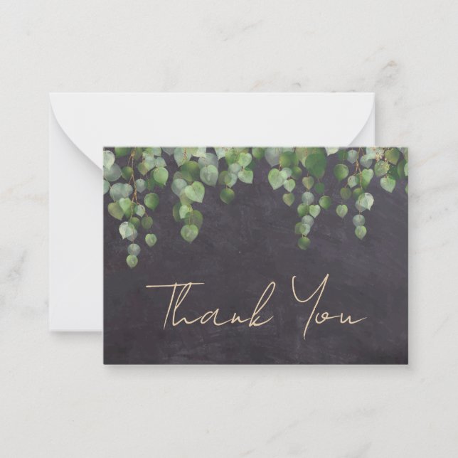 Carte De Correspondance Budget Rustic Greenery Chalkboard Thank You (Devant)