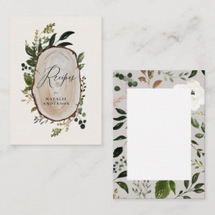 Carte De Correspondance budget Rustic wood slice recette card