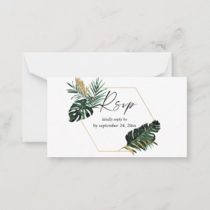 Carte De Correspondance Budget Tropical Palm Leaf Gold 2SM Repas RSVP