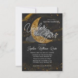 Carte De Correspondance Budget Under the Stars Gold Moon Glam Quinceanera