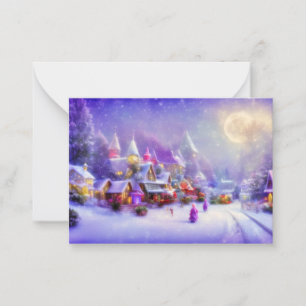 Carte De Correspondance budget village enneigé magique de Noël mini