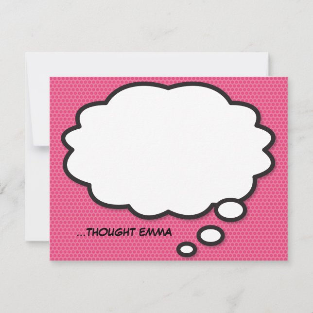 Carte De Correspondance Bulle de pensée de bande dessinée drôle rose (Devant)