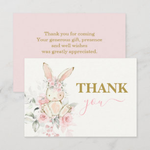 Carte De Correspondance Bunny Baby shower Girl merci Note Card