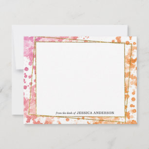 Carte De Correspondance Bureau d'aquarelle Abstraite couleur rose vif mode