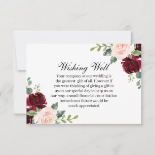 Carte De Correspondance Burgundy Blush Floral Mariage Wishing well