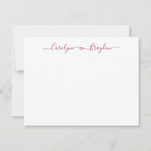 Carte De Correspondance Burgundy Script Heart Couple Nom Mariage Nouveau m