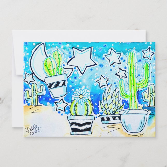 Carte De Correspondance Cactus "Blue Desert" (Devant)