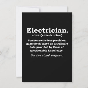 Carte De Correspondance Cadeau de définition d'électricien drôle diplômé