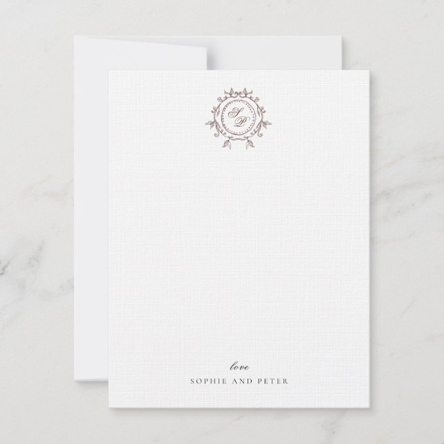 Carte De Correspondance Cadeau de mariage élégant monogramme  (Devant)
