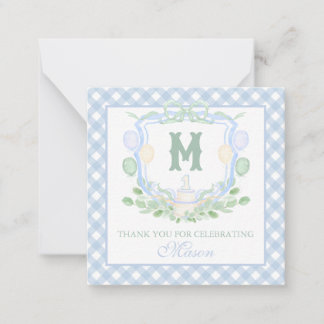 Carte De Correspondance Cadeau de monogramme de blason de 1er anniversaire