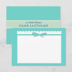 Carte De Correspondance Cadeau de papeterie turquoise pastel et ruban mign