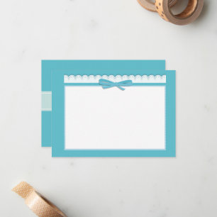 Carte De Correspondance Cadeau de papeterie turquoise pastel et ruban mign