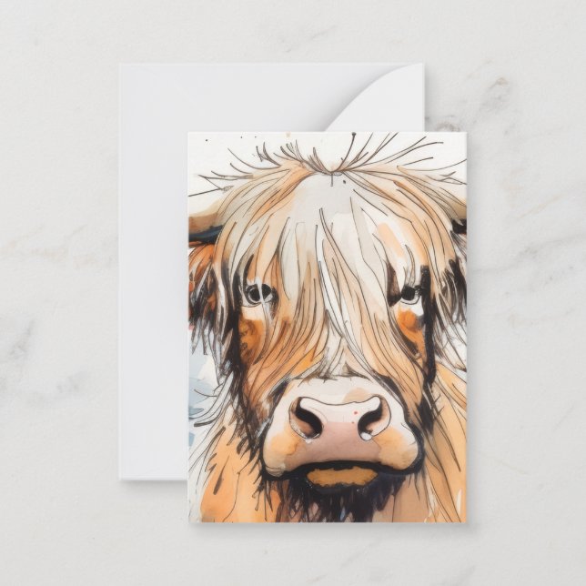 Carte De Correspondance Cadeau de vache, vache des Highlands  (Devant)