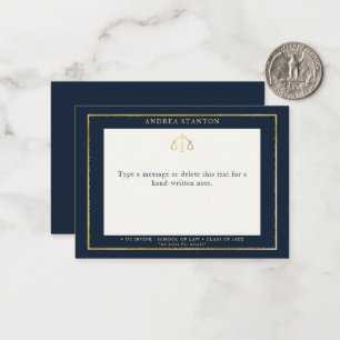 Carte De Correspondance Cadeau diplômé faculté de droit avocat cadre or ma