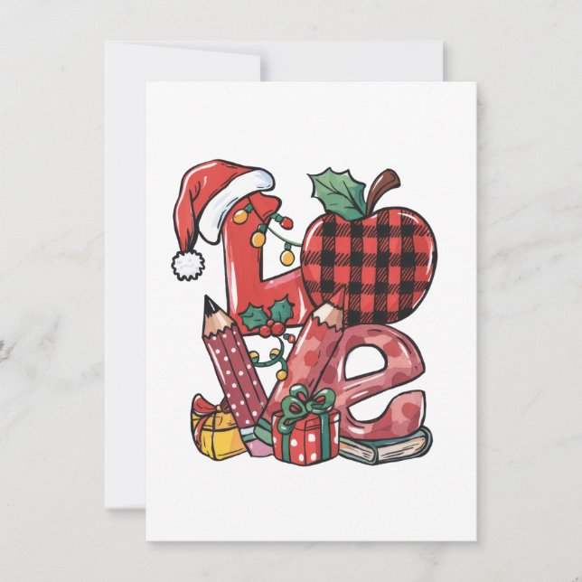 Carte De Correspondance Cadeau pour Enseignant | Joyeux Noël Amour (Devant)