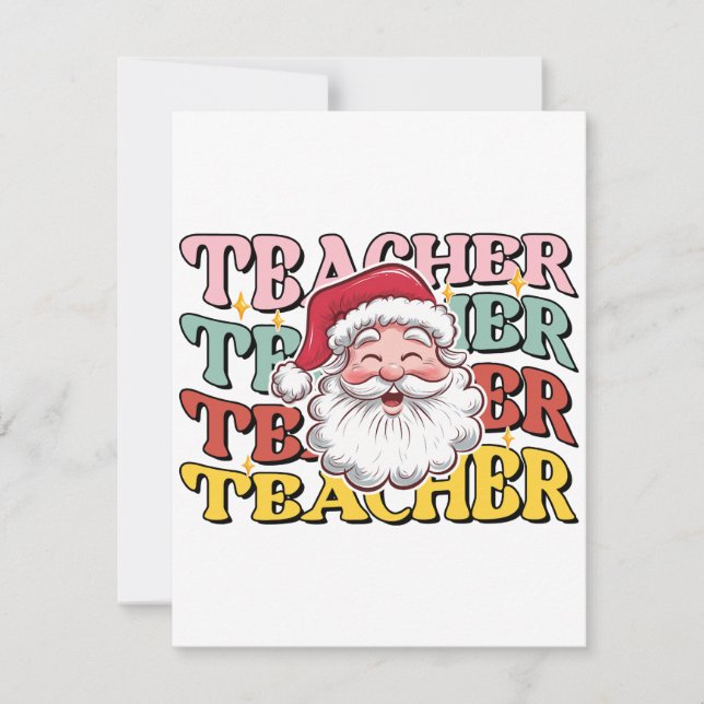 Carte De Correspondance Cadeau pour Enseignant | Père Noël Enseignant (Devant)