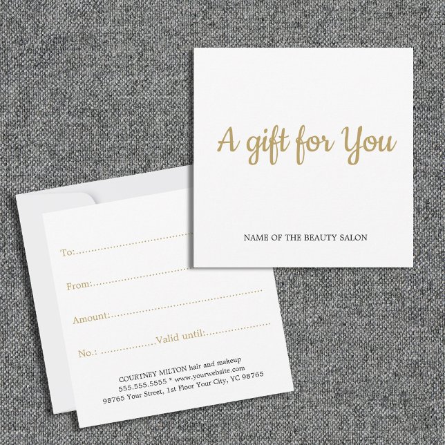 Carte De Correspondance Cadeau simple élégant propre faux or blanc (Créateur téléchargé)