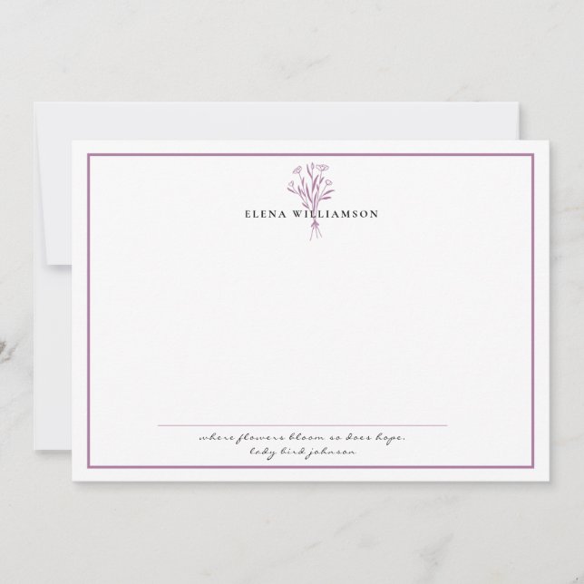 Carte De Correspondance Cadre chic Lavande - Fleurs & Espoir Personnalisé (Devant)