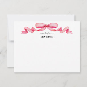 Carte De Correspondance Cadre de ruban à nœud rose blush de fille mignonne