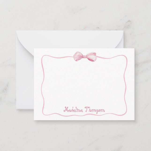 Carte De Correspondance Cadre de ruban mignon féminin et écriture cursive (Devant)