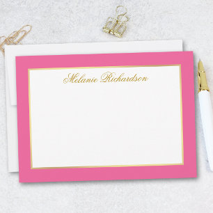Carte De Correspondance Cadre doré élégant rose chaud - Choisissez la tail