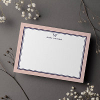 Cadre double monogramme classique NAVY & SALMON