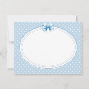 Carte De Correspondance Cadre élégant à pois bleus avec nœud en satin