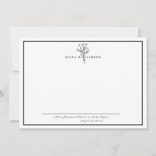 Carte De Correspondance Cadre noir blanc - Fleurs & Espoir Personnalisé