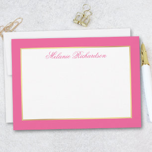 Carte De Correspondance Cadre Or élégant - Choisir la taille - Rose Chaud