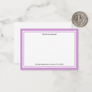 Carte De Correspondance Cadre pointillé violet clair classique Nom, Adress
