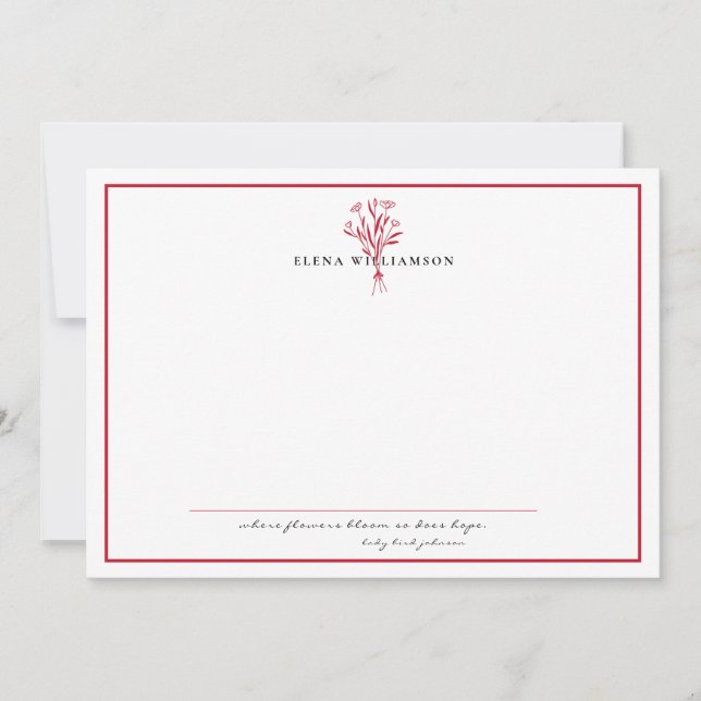 Carte De Correspondance Cadre rouge moderne - Fleurs & Espoir Personnalisé (Devant)