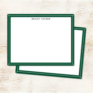 Carte De Correspondance Cadre Simple Vert & Blanc Personnel Professionnel