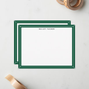 Carte De Correspondance Cadre simple Vert & Blanc Professionnel personnel