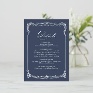Carte De Correspondance Cadre Vintage Navy Mariage Classique Détails de Ma