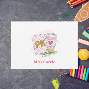Carte De Correspondance Café Carnet à points roses prématernelle personnal