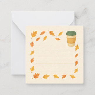 Carte De Correspondance Café d'automne cosy - Feuille en chute