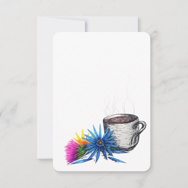 Carte De Correspondance Café & Fleurs sauvages (Devant)