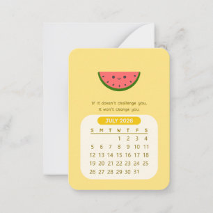 Carte De Correspondance Calendrier mensuel motivant Kawaii de juillet 2026