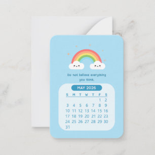 Carte De Correspondance Calendrier mensuel motivant mignon kawaii mai 2026