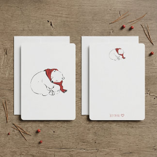 Carte De Correspondance Câlins de l'Ours Polaire Arctique Hiver