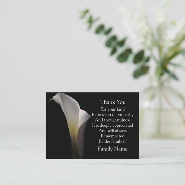 Carte De Correspondance Calla White Merci (Debout devant)