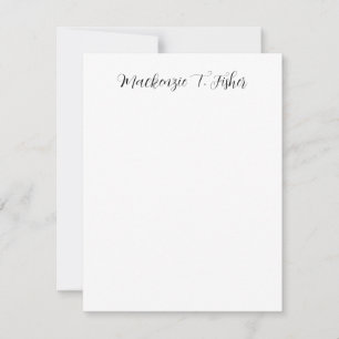 Carte De Correspondance Calligraphie Classique Élégante Noir & Blanc