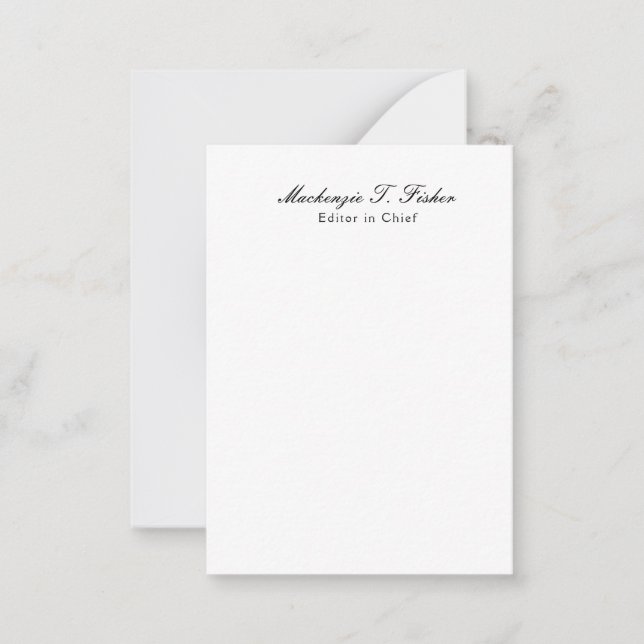 Carte De Correspondance Calligraphie classique Élégante Plaque blanche sim (Devant)