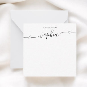 Carte De Correspondance Calligraphie Coeur Fille Blanc