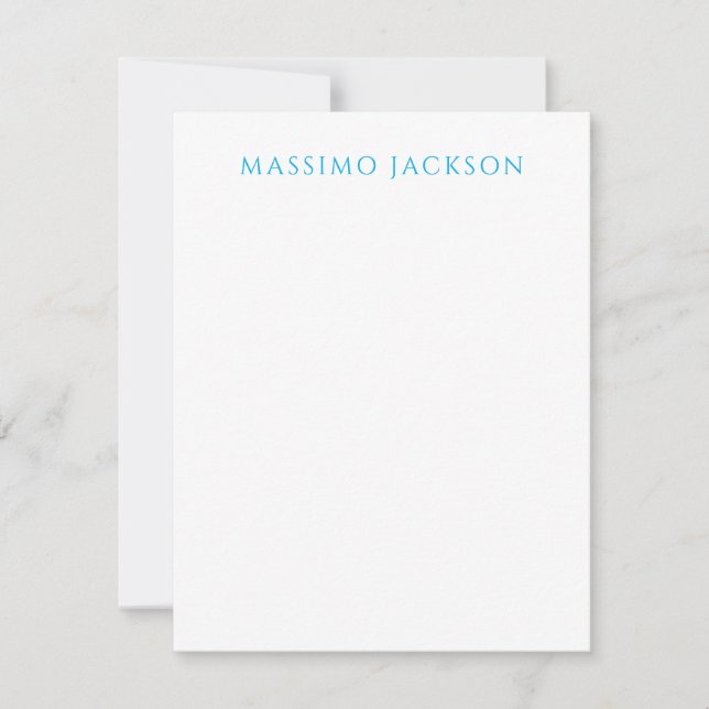 Carte De Correspondance Calligraphie de nom Script Plain Simple Blanc Bleu (Devant)