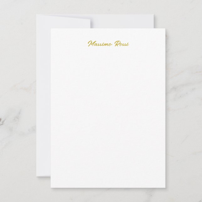 Carte De Correspondance Calligraphie Élégant Or Blanc Simple Nom (Devant)