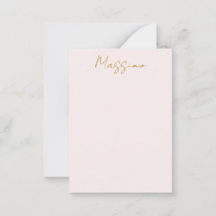 Carte De Correspondance Calligraphie élégante de couleur or et pastel Nom