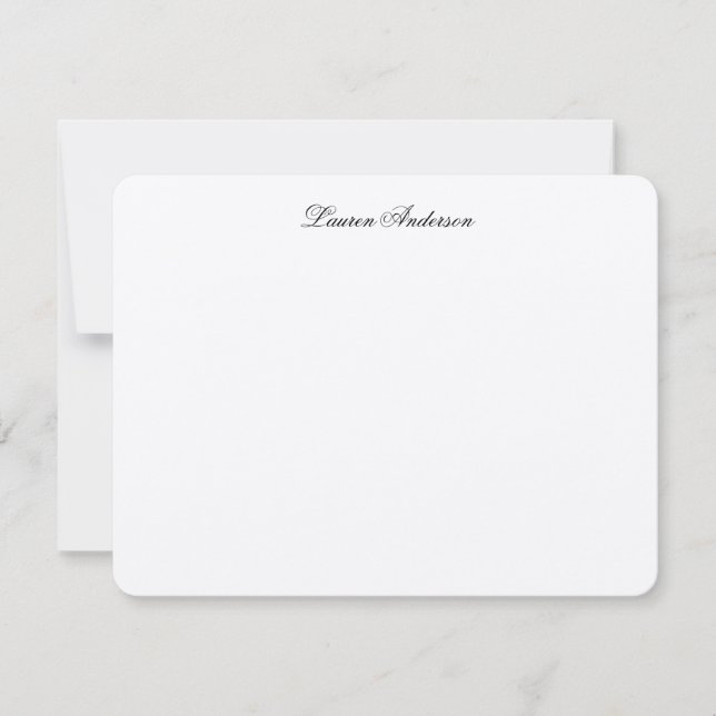 Carte De Correspondance Calligraphie élégante Noir & Blanc à plat (Devant)